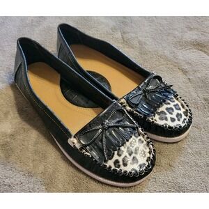 Spicy brand Black White Leopard Loafers Women's 7.5